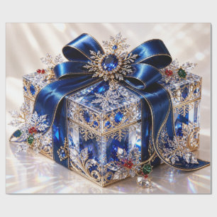 Papel de regalo de Navidad azul zafiro de lujo