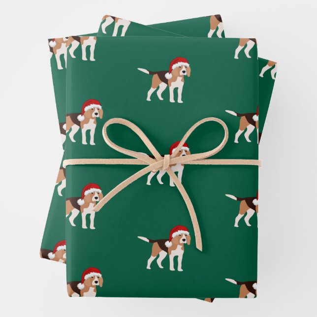 Papel de regalo de Navidad Beagle Hoja Set de 3 (In situ)