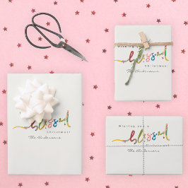 Papel de regalo de Navidad Bendito Juego de 3 hoja