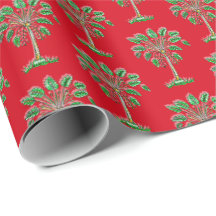 Papel de regalo de Navidad Block Print Palmetto