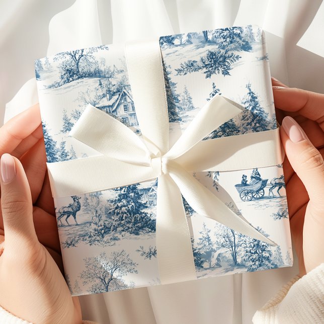 Papel de regalo de Navidad Blue Toile de Jouy (Subido por el creador)