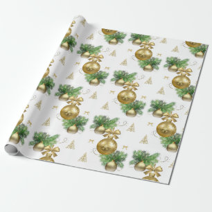 Papel de regalo de Navidad Bolas Doradas