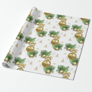 Papel de regalo de Navidad Bolas Doradas