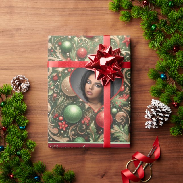 Papel de regalo de Navidad bonito con foto (Regalo de vacaciones)