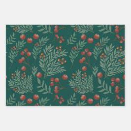 Papel de regalo de Navidad botánico
