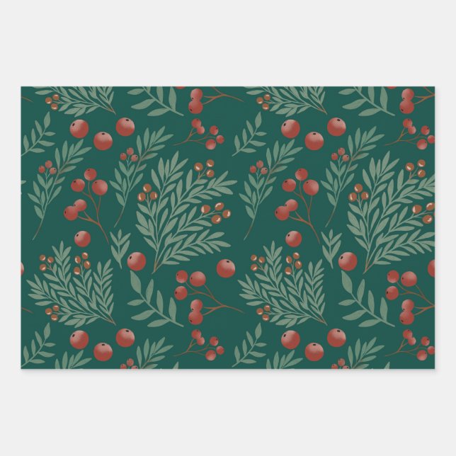 Papel de regalo de Navidad botánico (Anverso)