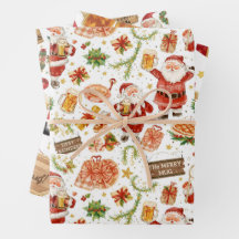 Papel de Regalo de Navidad Británico Santa Claus