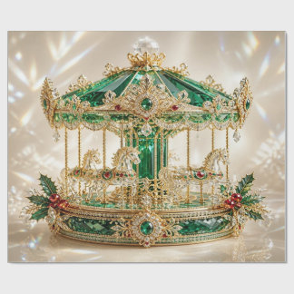 Papel de regalo de Navidad Carousel Esmeralda de L