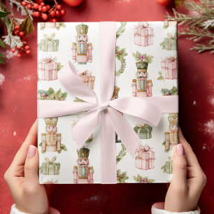 Papel de regalo de Navidad Cascanueces Rosa Pastel