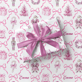 Papel de regalo de Navidad Cascanueces Toile Rosa