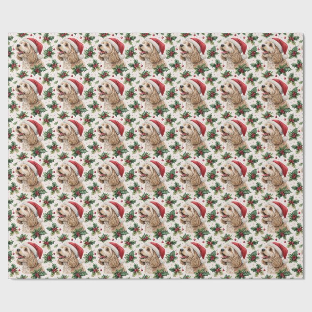 Papel de regalo de Navidad Cavapoo (Superficie plana)