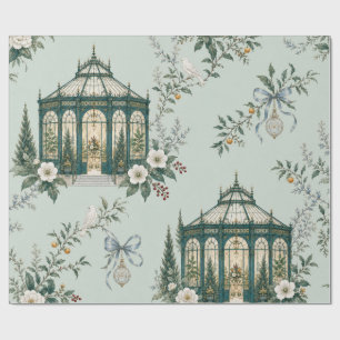 Papel de regalo de Navidad Celadón Invernadero Joy
