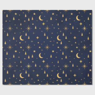 Papel de regalo de Navidad Celeste Azul Medianoche