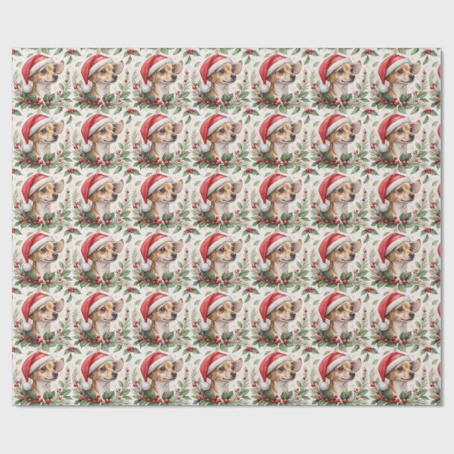 Papel de regalo de Navidad Chiweenie (Superficie plana)