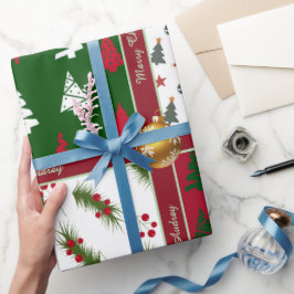 Papel de regalo de Navidad colorido con texto