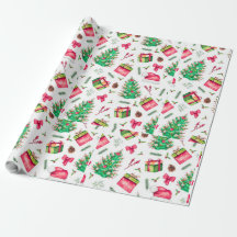 Papel de regalo de Navidad con acuarela