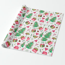 Papel de regalo de Navidad con acuarela