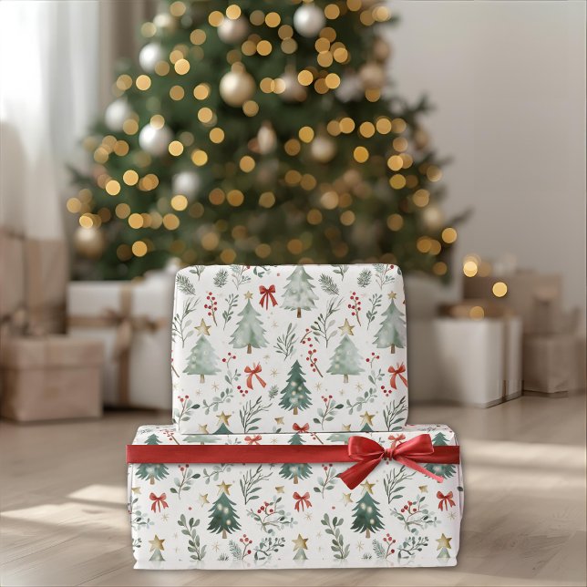 Papel de regalo de Navidad con acuarela moderna (Subido por el creador)