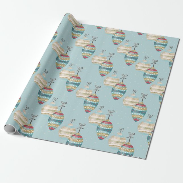 Papel de regalo de Navidad con adornos de invierno (Desenrollado)
