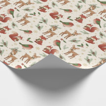 Papel de regalo de Navidad con animales del bosque