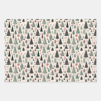 Papel de regalo de Navidad con árbol artístico ros