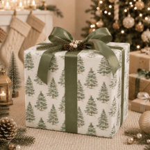 Papel de Regalo de Navidad con Árbol de Navidad en