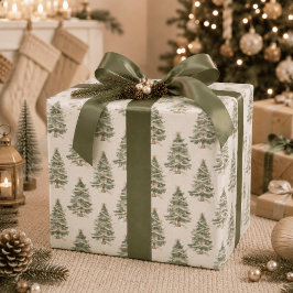 Papel de Regalo de Navidad con Árbol de Navidad en