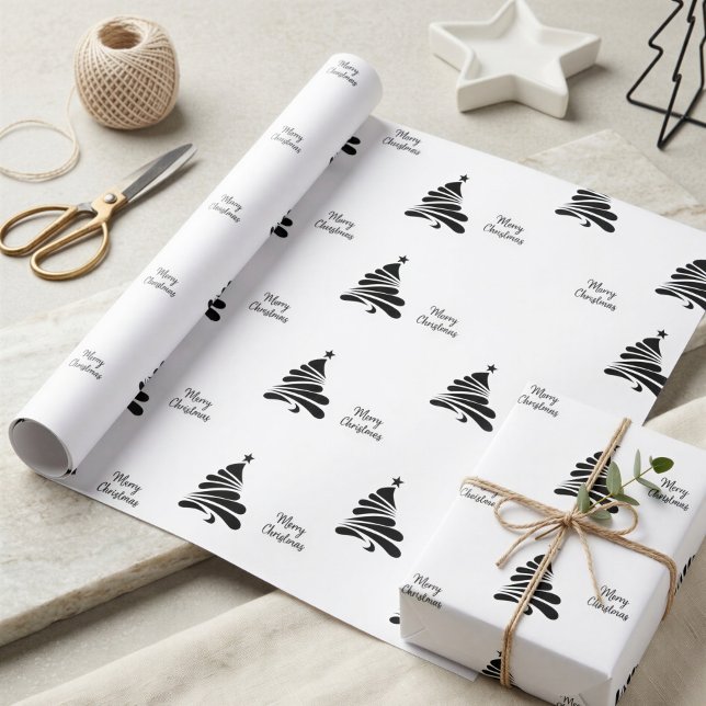 Papel de regalo de Navidad con árbol de Navidad en (Subido por el creador)