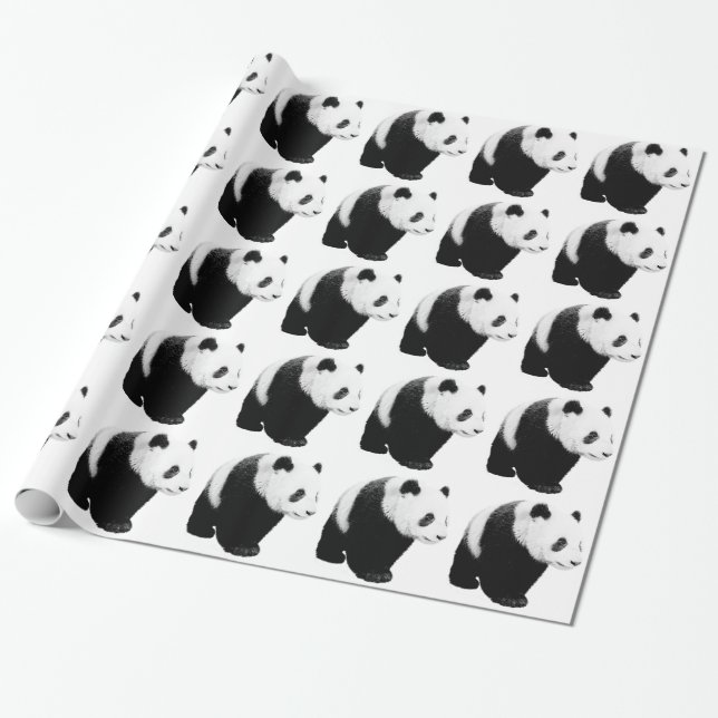 Papel de regalo de Navidad con arte de panda camin (Desenrollado)