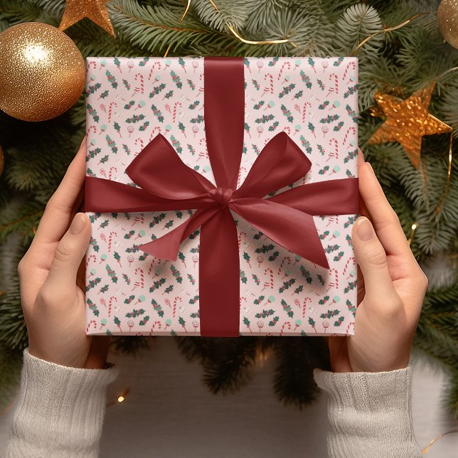 Papel de regalo de Navidad con bastón de caramelo  (Subido por el creador)
