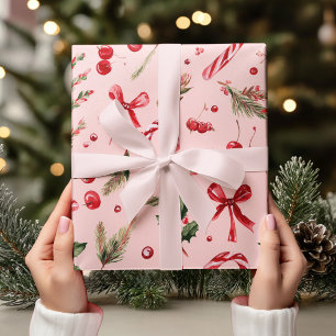 Papel de regalo de Navidad con bastón de caramelo