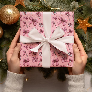 Papel de Regalo de Navidad con Bastones de Caramel