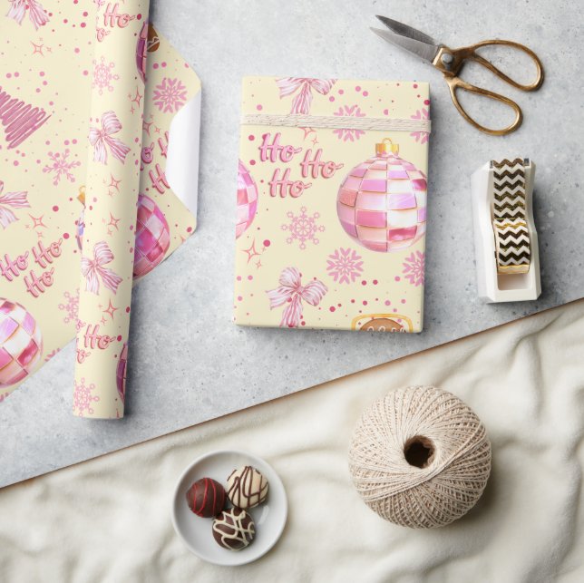 Papel de regalo de Navidad con bola de discoteca r (Artesanía)