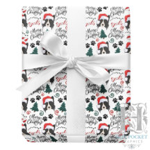 Papel de regalo de Navidad con Border Collie