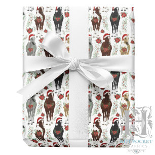 Papel de regalo de Navidad con caballos