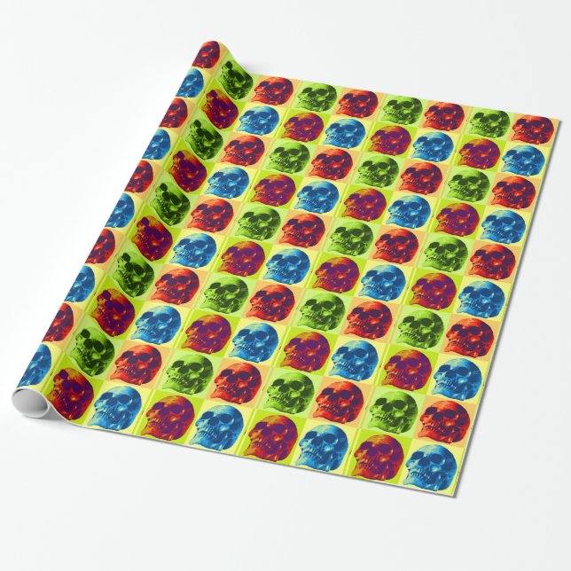 Papel de regalo de Navidad con calavera Pop Art (Desenrollado)