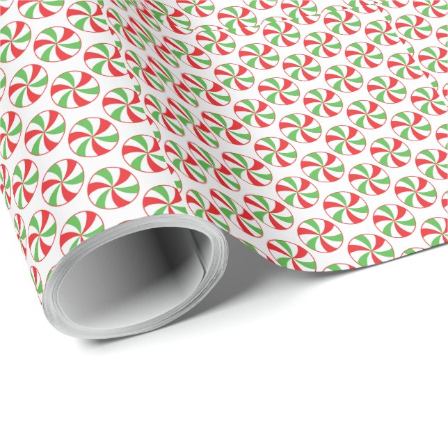 Papel de Regalo de Navidad con Caña de Caramelo Ro (Esquina del rollo)
