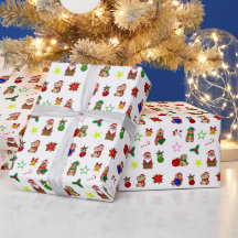 Papel de regalo de Navidad con capybaras