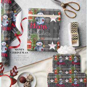 Papel de regalo de Navidad con copo de nieve a cua