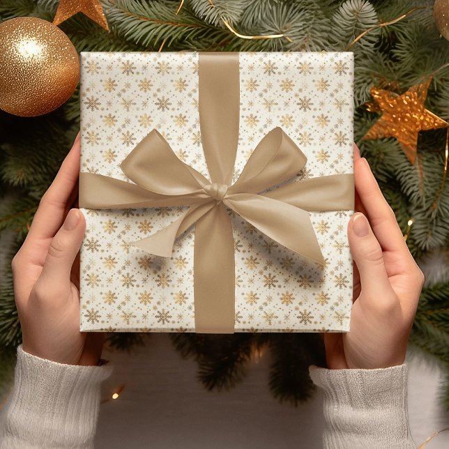 Papel de regalo de Navidad con copo de nieve dorad (Subido por el creador)