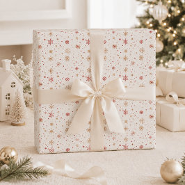 Papel de regalo de Navidad con copo de nieve rojo 
