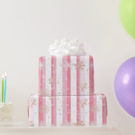 Papel de regalo de Navidad con copos de nieve bril