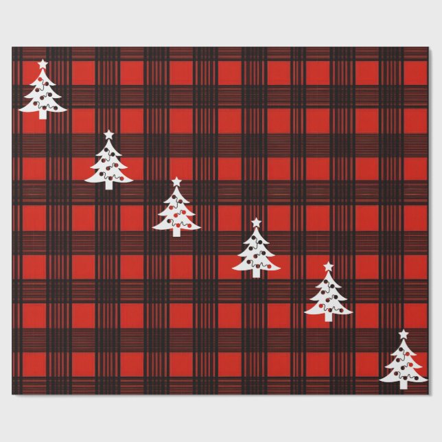 Papel de regalo de Navidad con cuadros de búfalo d (Superficie plana)