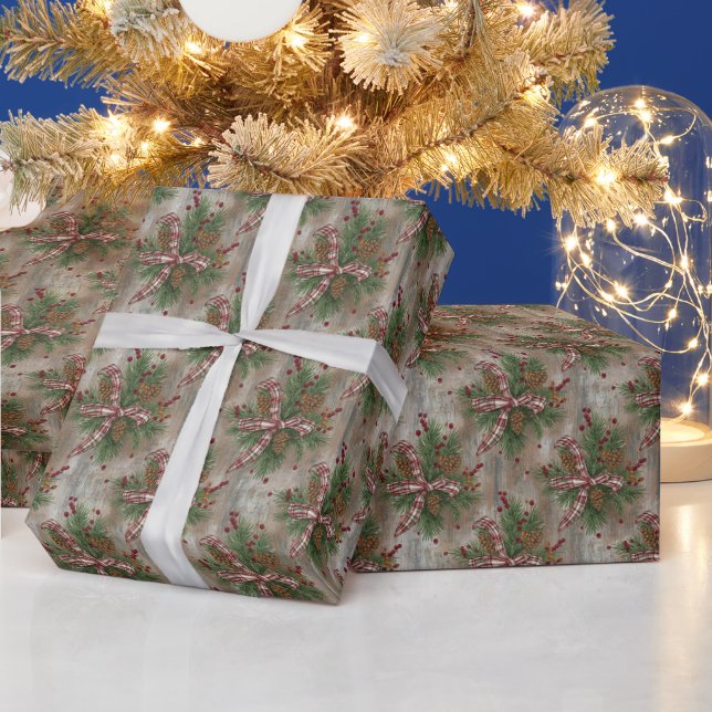 Papel de regalo de Navidad con cuadros de piña de  (Vacaciones)