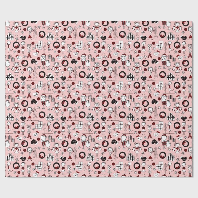 Papel de regalo de Navidad con divertidas figuras  (Superficie plana)