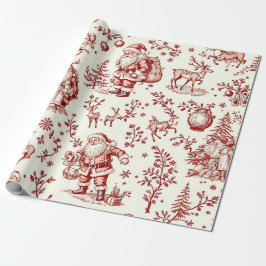 Papel de regalo de Navidad con estampado Toile roj