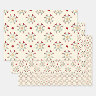 Papel de regalo de Navidad con estrella floral vin