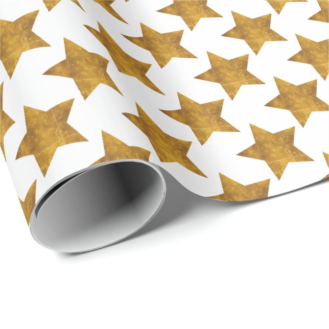 Papel de regalo de Navidad con Estrellas Doradas (Esquina del rollo)