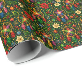 Papel de regalo de Navidad con farolillo de estrel