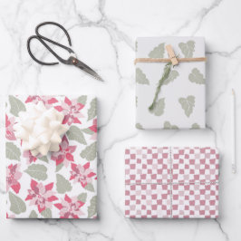 Papel de regalo de Navidad con Flor de Nochebuena 